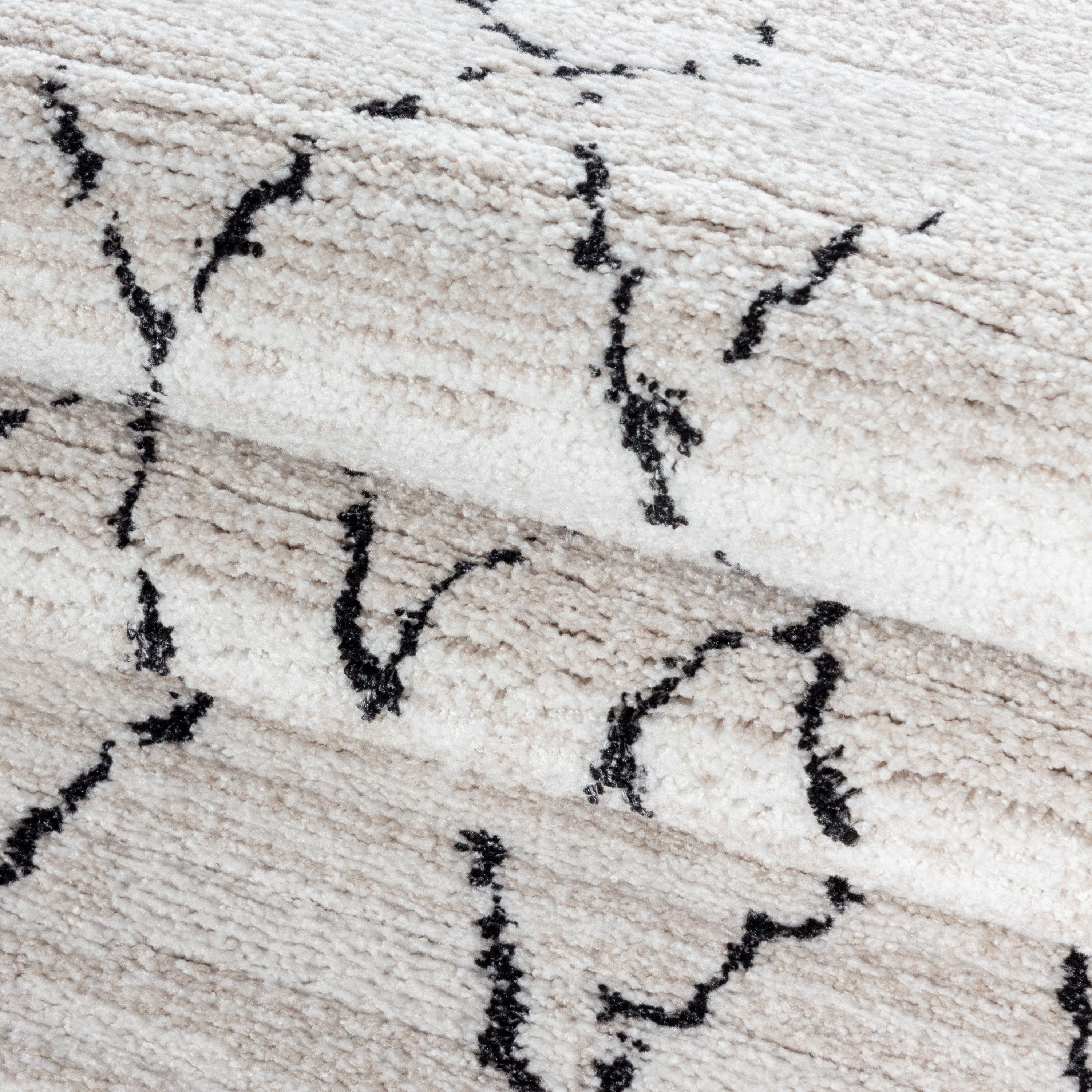 Wohnzimmer Teppich ROKKO Kurzflor Teppich Berber Stil Muster Creme