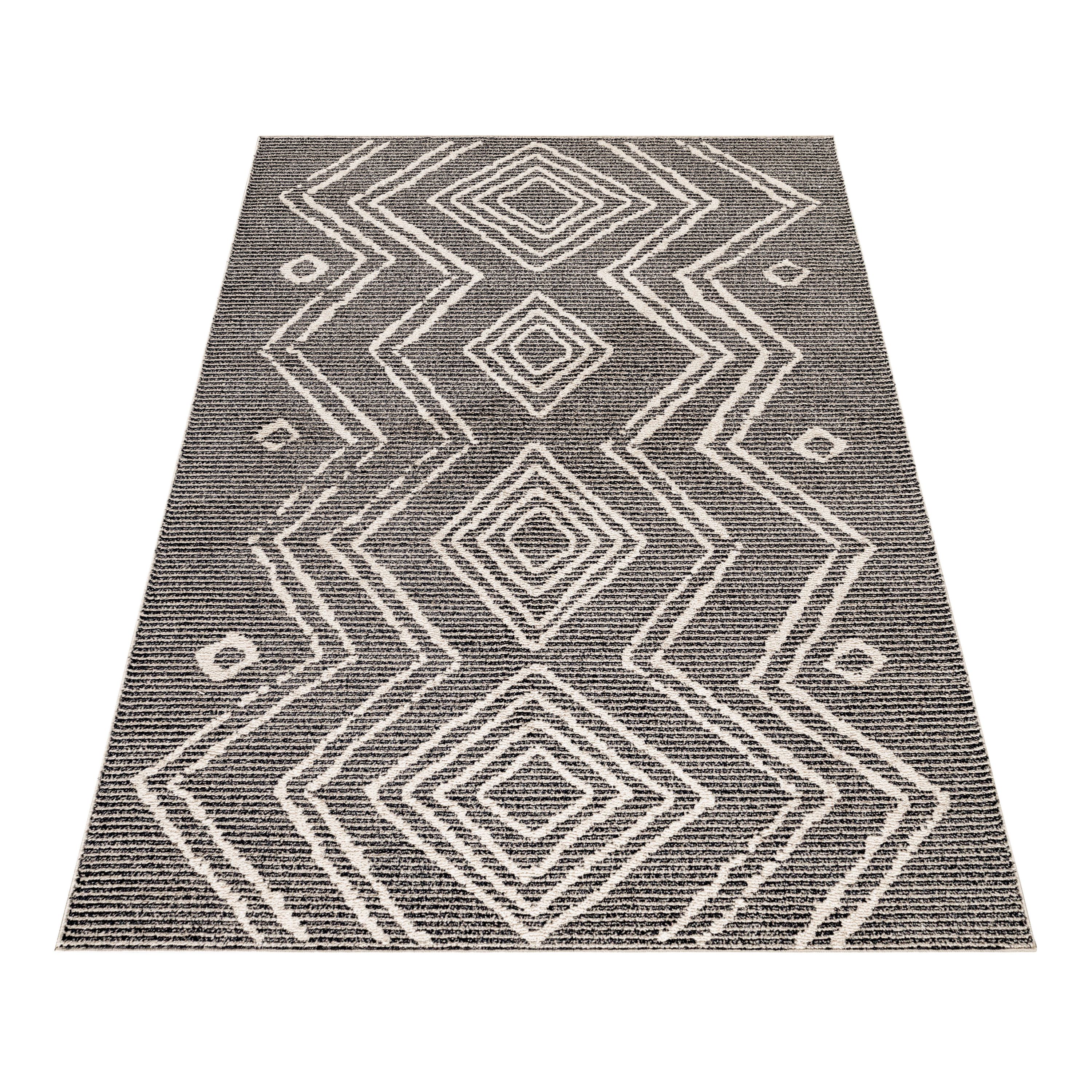 Wohnzimmer Teppich ROKKO Kurzflor Teppich Berber Stil Muster Modern