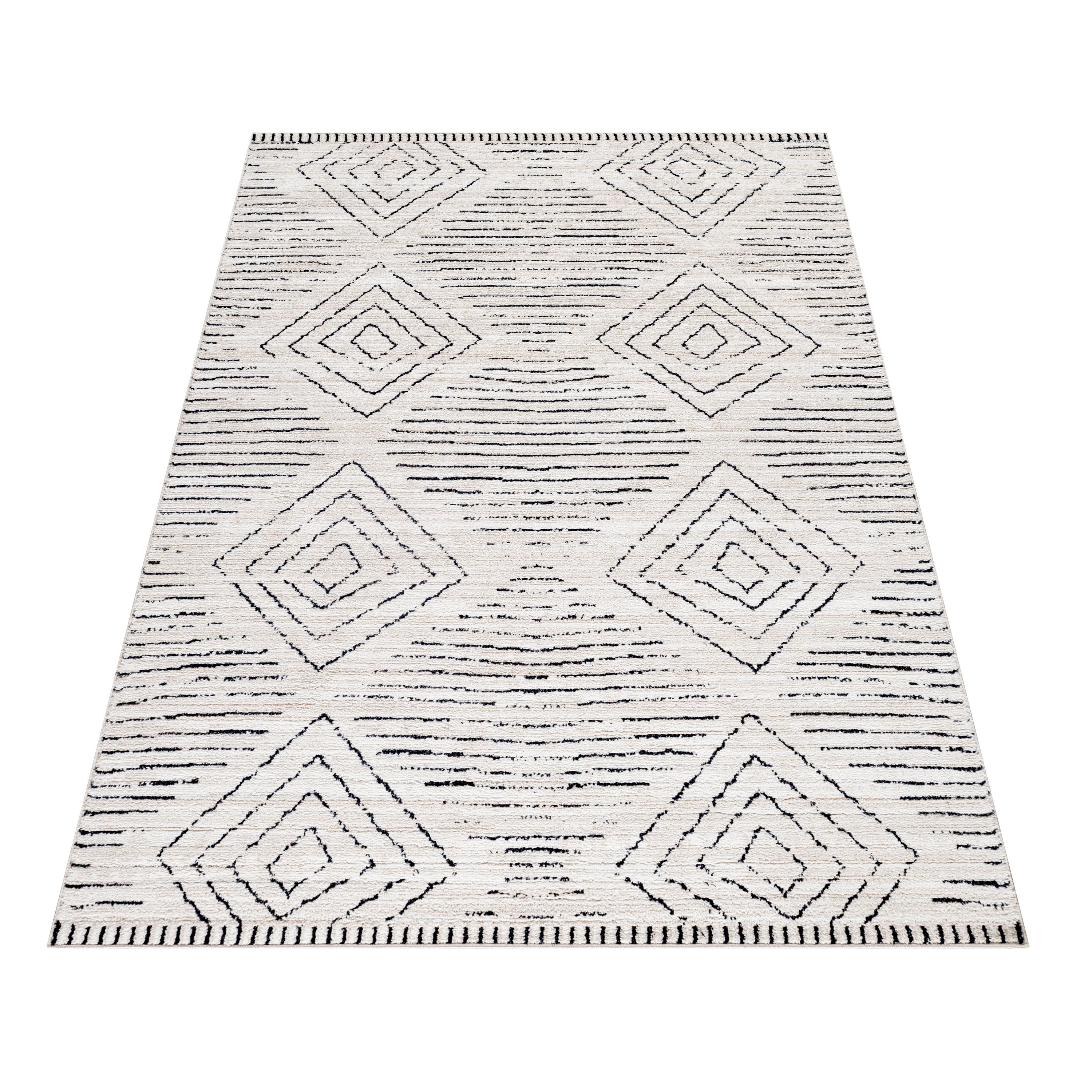 Wohnzimmer Teppich ROKKO Kurzflor Teppich Berber Stil Optik
