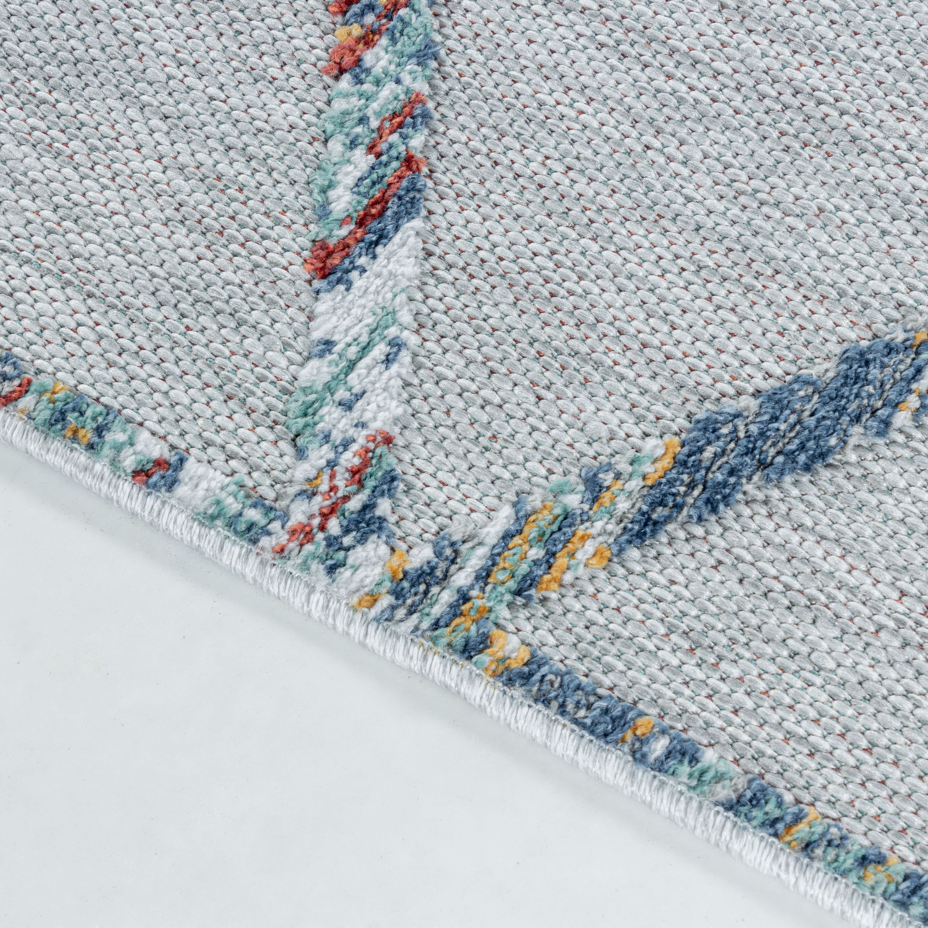 Outdoor Teppich Balkon Terrasse Küchenteppich Skandi Boho Design Grau