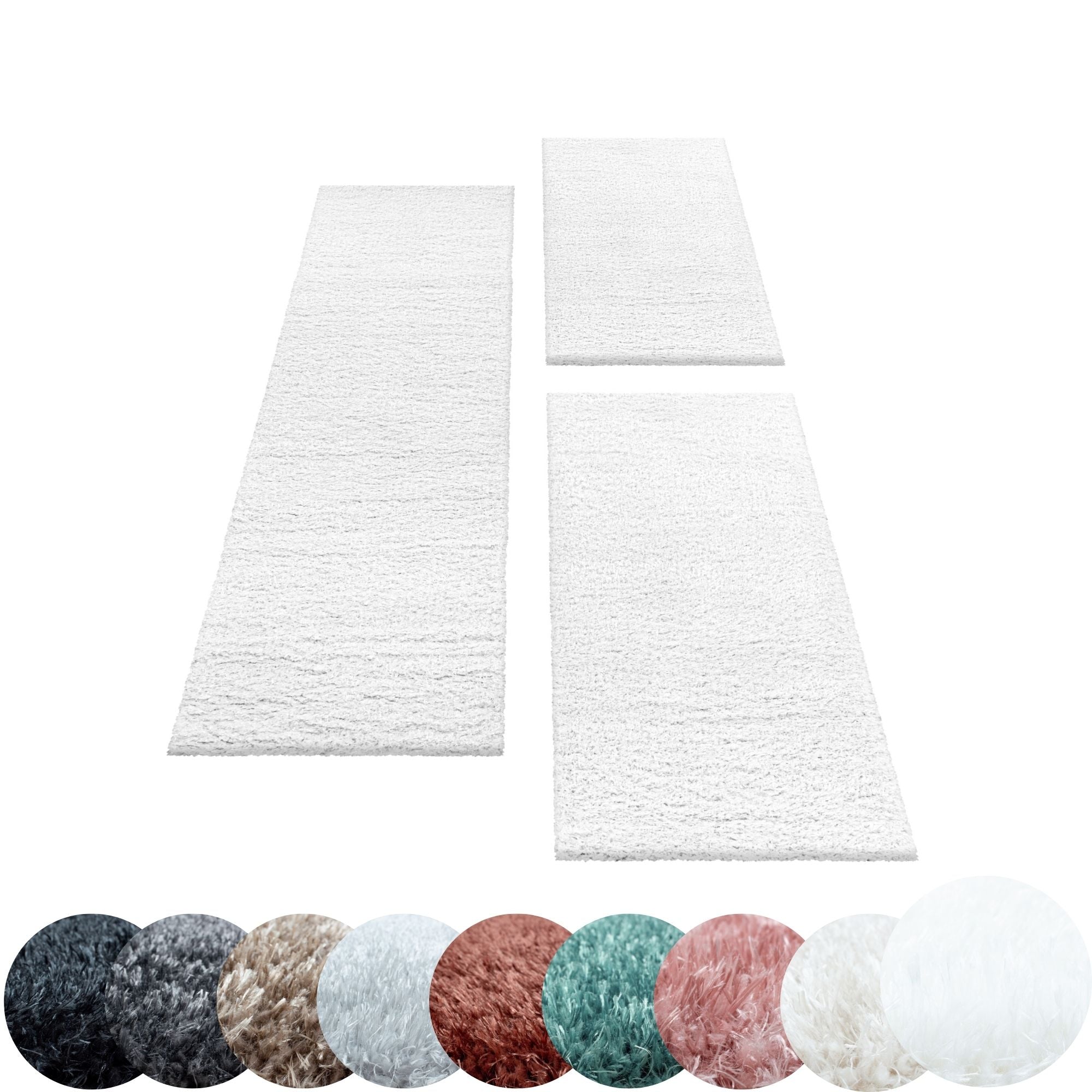 Hochflor Teppich Set Schlafzimmer Teppichläufer 3 Teile Set Glanz Garn