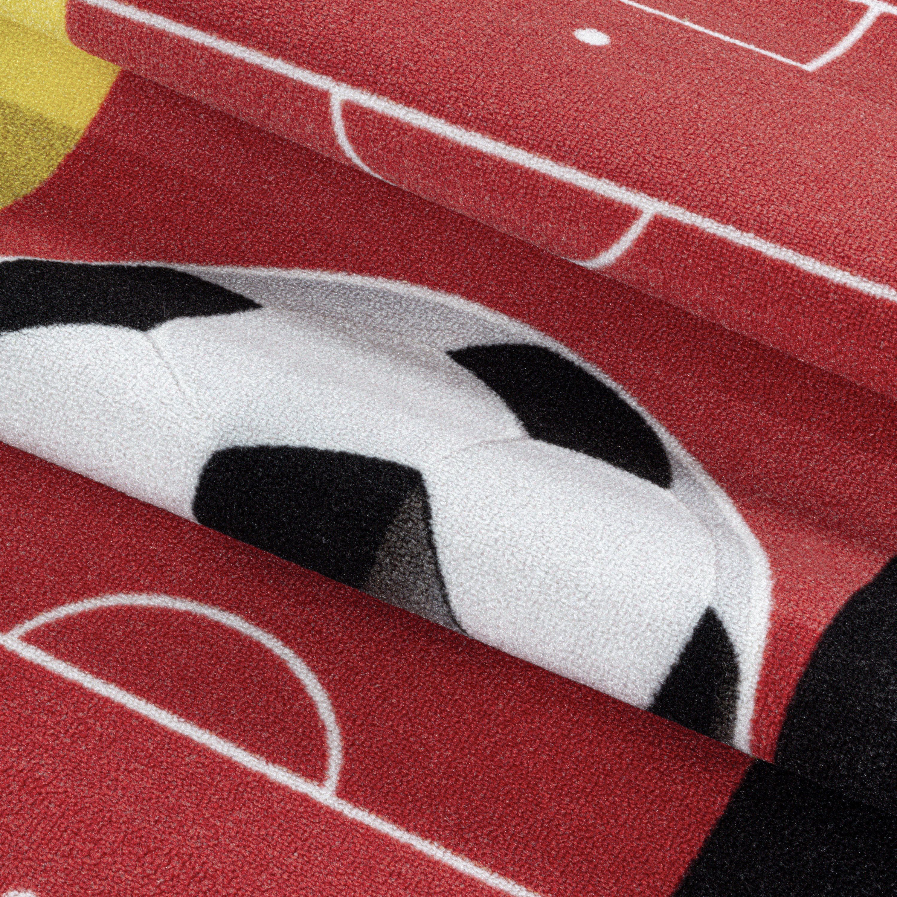 Kurzflor Kinderteppich Kinderzimmer Teppich Spiel Fussball Deutschland Rot